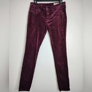 Rag & Bone Women's Velvet Burgundy Skinny Jeans Sz 28